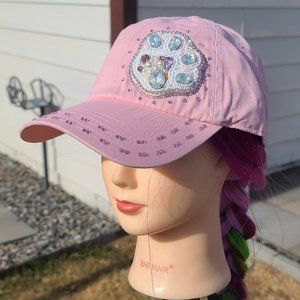 Ladies Pink Paw Print BLING Hat NEW